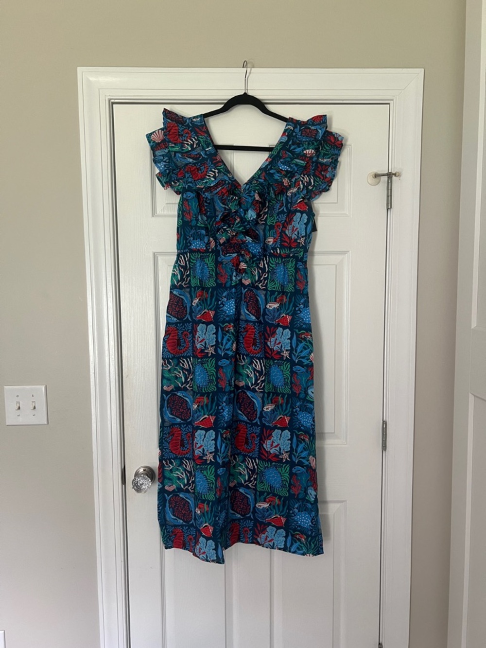 Printfresh Lola Dress nautical tiles Seaside blue Large
